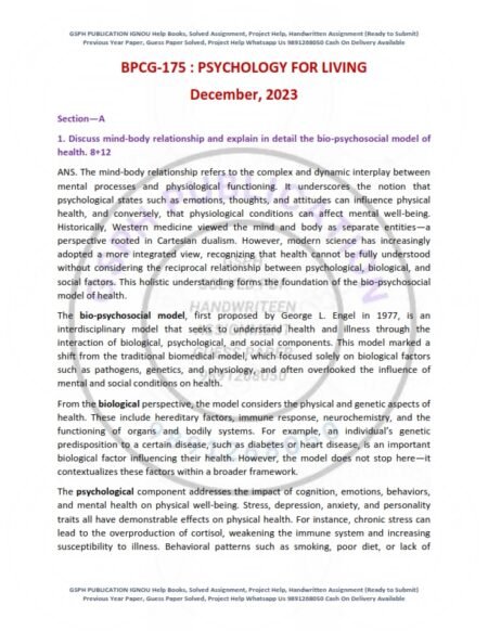 IGNOU BPCG-175 Previous Year Solved Question Paper English Medium (DEC 2023)