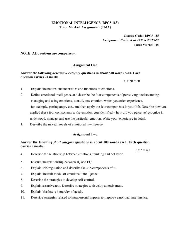 IGNOU BPCS-183 Solved Assignment 2025-26 English Medium