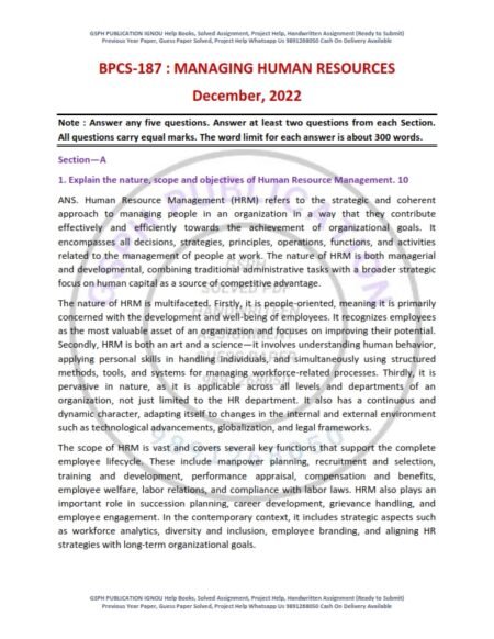 IGNOU BPCS-187 Previous Year Solved Question Paper English Medium (DEC 2022)