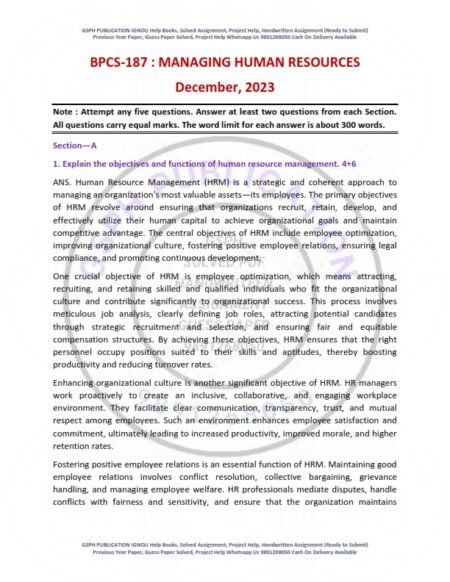 IGNOU BPCS-187 Previous Year Solved Question Paper English Medium (DEC 2023)