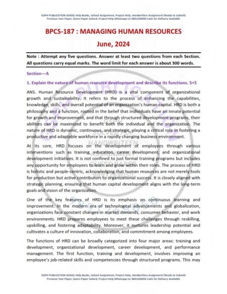 IGNOU BPCS-187 Previous Year Solved Question Paper English Medium (JUNE 2024)