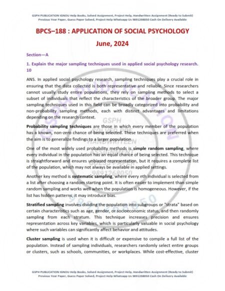 IGNOU BPCS-188 Previous Year Solved Question Paper English Medium (JUNE 2024)
