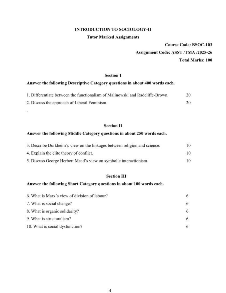 IGNOU BSOC-103 Solved Assignment 2025-26 English Medium