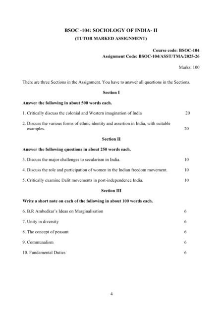 IGNOU BSOC-104 Solved Assignment 2025-26 English Medium