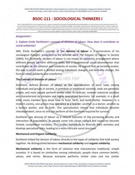 IGNOU BSOC-111 Solved Assignment 2025-26 English Medium