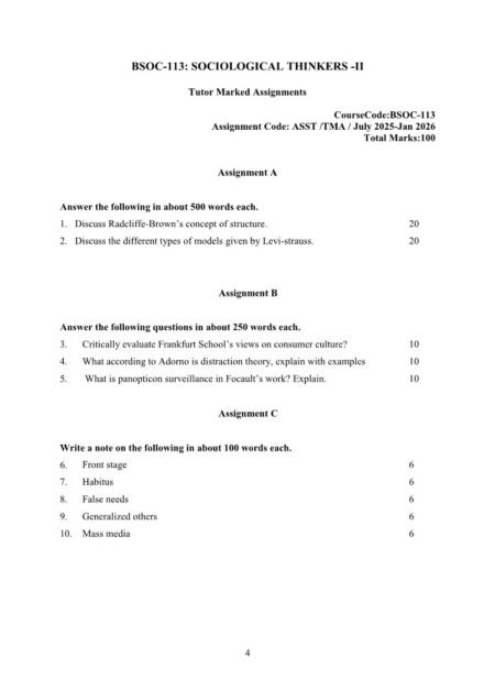 IGNOU BSOC-113 Solved Assignment 2025-26 English Medium