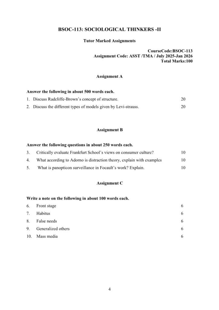 IGNOU BSOC-113 Solved Assignment 2025-26 English Medium