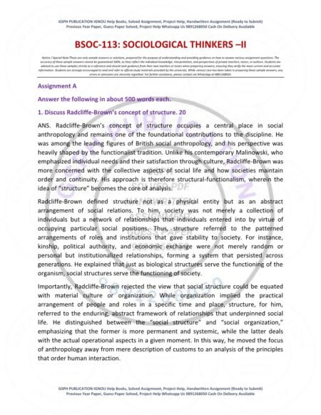 IGNOU BSOC-113 Solved Assignment 2025-26 English Medium