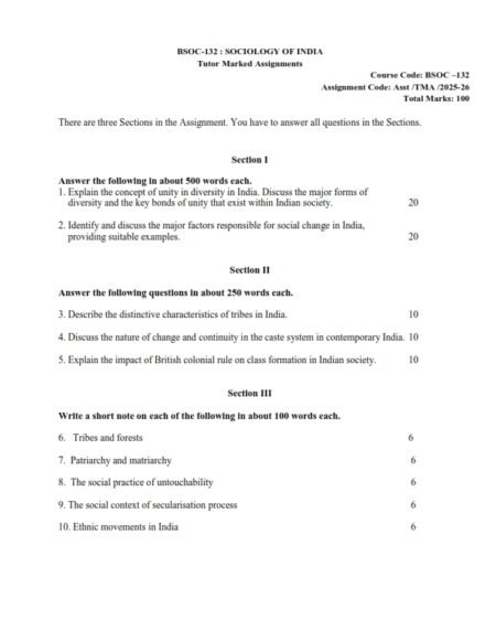 IGNOU BSOC-132 Solved Assignment 2025-26 English Medium
