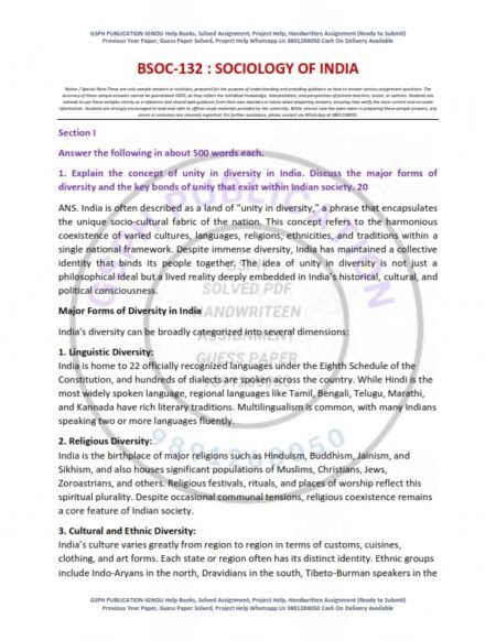 IGNOU BSOC-132 Solved Assignment 2025-26 English Medium