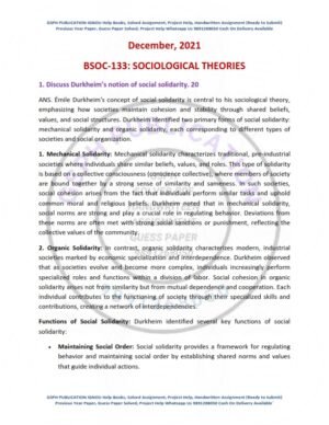 IGNOU BSOC-133 Previous Year Solved Question Paper English Medium (DEC 2021)