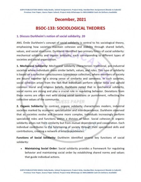 IGNOU BSOC-133 Previous Year Solved Question Paper English Medium (DEC 2021)