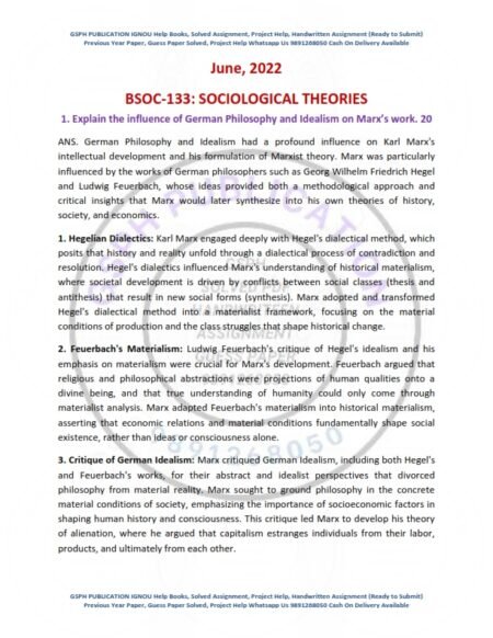 IGNOU BSOC-133 Previous Year Solved Question Paper English Medium (JUNE 2022)