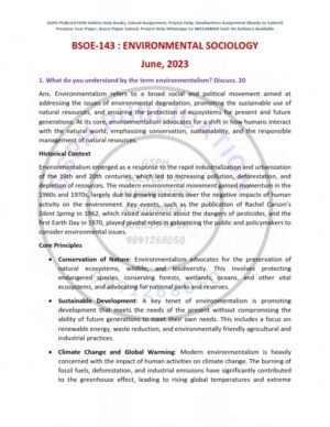 IGNOU BSOE-143 Previous Year Solved Question Paper English Medium (June 2023)