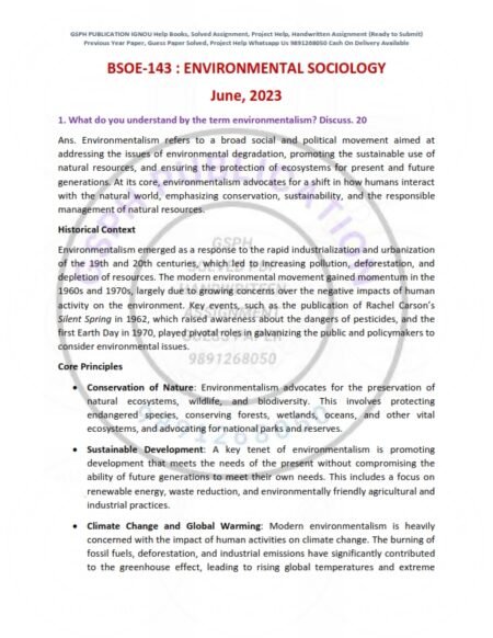 IGNOU BSOE-143 Previous Year Solved Question Paper English Medium (June 2023)