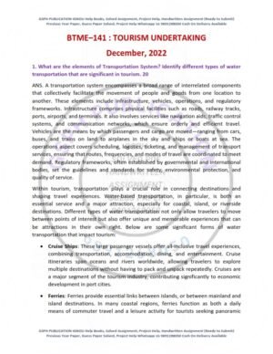 IGNOU BTME-141 Previous Year Solved Question Paper English Medium (Dec 2022)