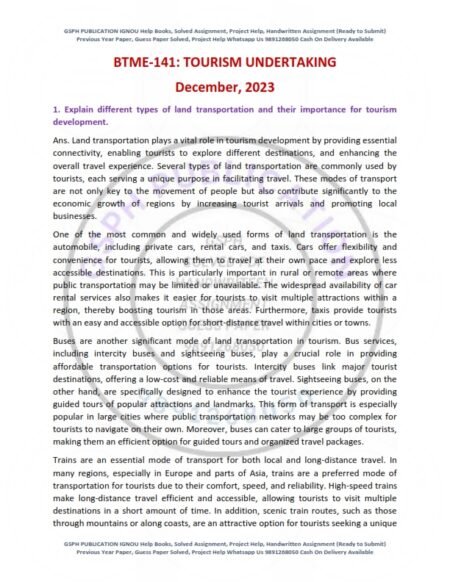 IGNOU BTME-141 Previous Year Solved Question Paper English Medium (Dec 2023)