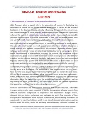 IGNOU BTME-141 Previous Year Solved Question Paper English Medium (June 2022)