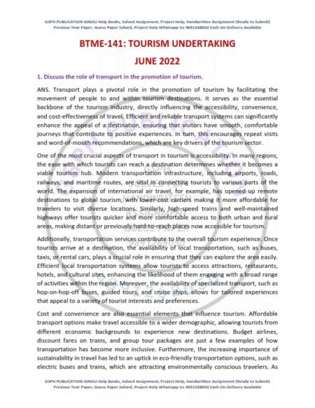 IGNOU BTME-141 Previous Year Solved Question Paper English Medium (June 2022)