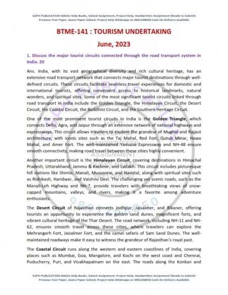 IGNOU BTME-141 Previous Year Solved Question Paper English Medium (June 2023)