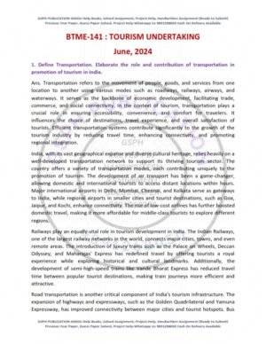 IGNOU BTME-141 Previous Year Solved Question Paper English Medium (June 2024)