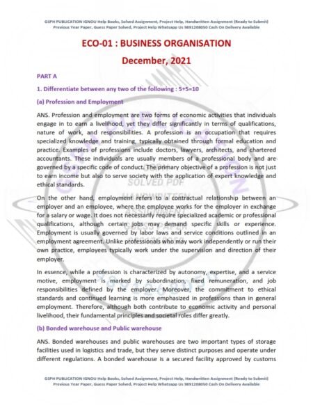 IGNOU ECO-01 Previous Year Solved Question Paper English Medium (Dec 2021)