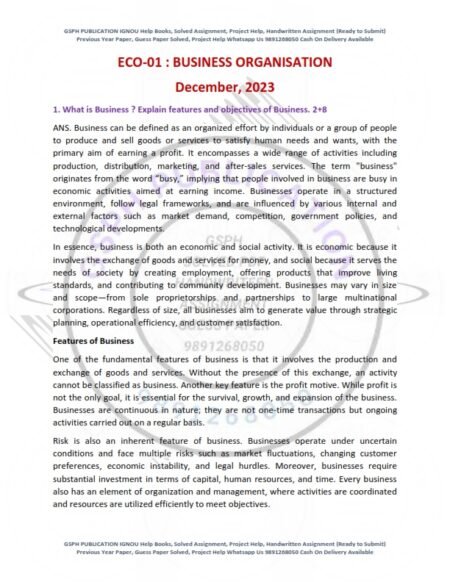IGNOU ECO-01 Previous Year Solved Question Paper English Medium (Dec 2023)