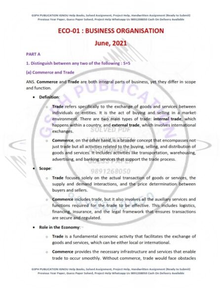 IGNOU ECO-01 Previous Year Solved Question Paper English Medium (June 2021)