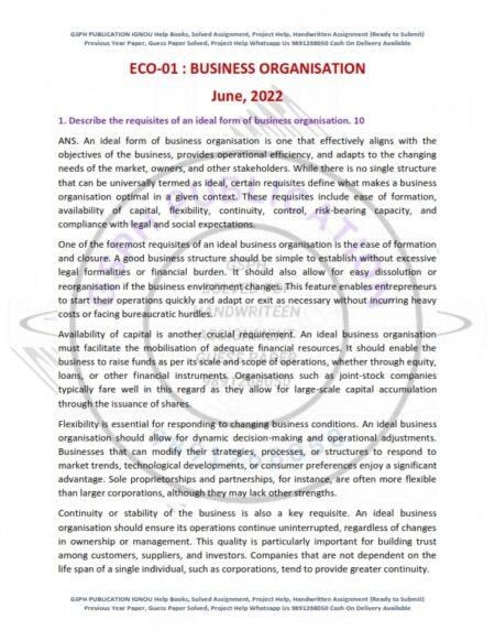 IGNOU ECO-01 Previous Year Solved Question Paper English Medium (June 2022)