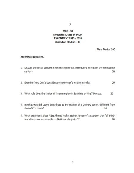 IGNOU MEG-010 Solved Assignment 2025-26 English Medium