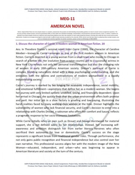 IGNOU MEG-011 Solved Assignment 2025-26 English Medium