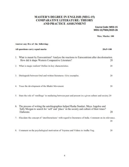 IGNOU MEG-015 Solved Assignment 2025-26 English Medium