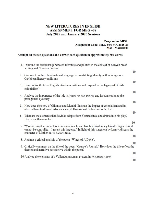 IGNOU MEG-09 Solved Assignment 2025-26 English Medium