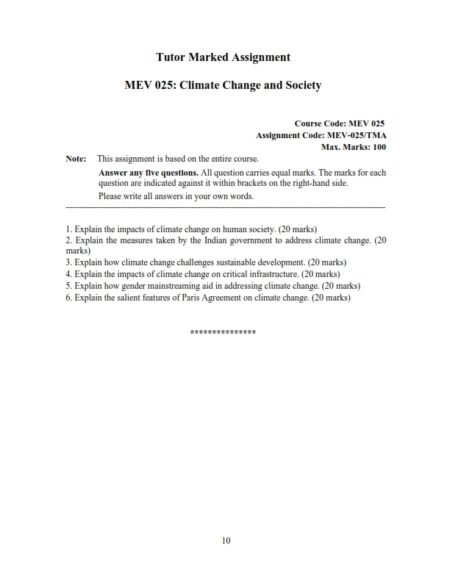 IGNOU MEV-025 Solved Assignment 2025-26 English Medium