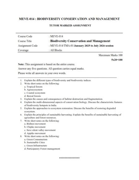 IGNOU MEVE-014 Solved Assignment 2025-26 English Medium