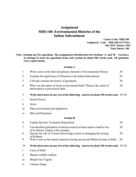 IGNOU MHI-108 Solved Assignment 2025-26 English Medium