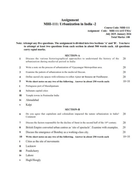 IGNOU MHI-111 Solved Assignment 2025-26 English Medium