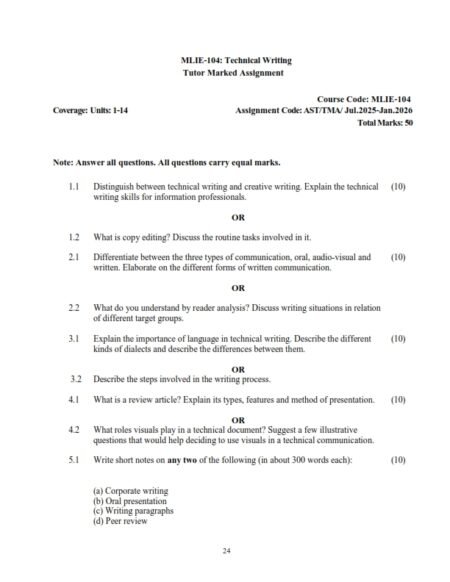 IGNOU MLIE-104 Solved Assignment 2025-26 English Medium