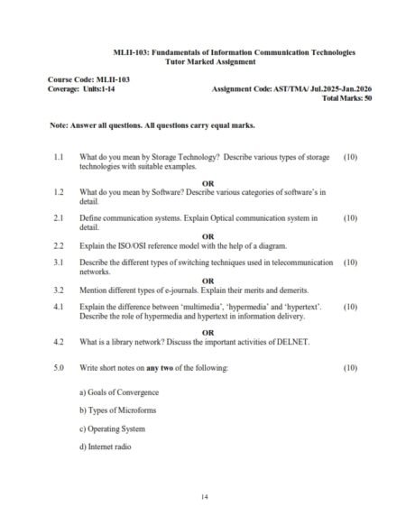 IGNOU MLII-103 Solved Assignment 2025-26 English Medium