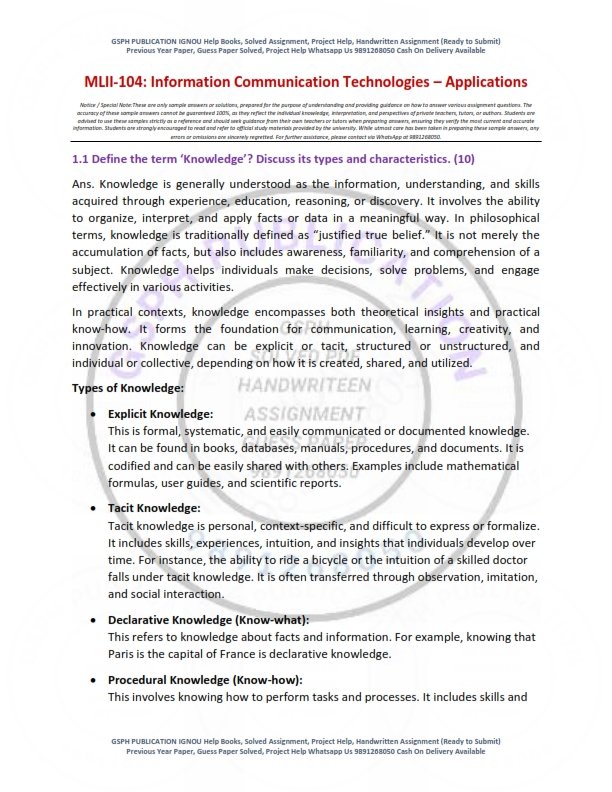 IGNOU MLII-104 Solved Assignment 2025-26 English Medium