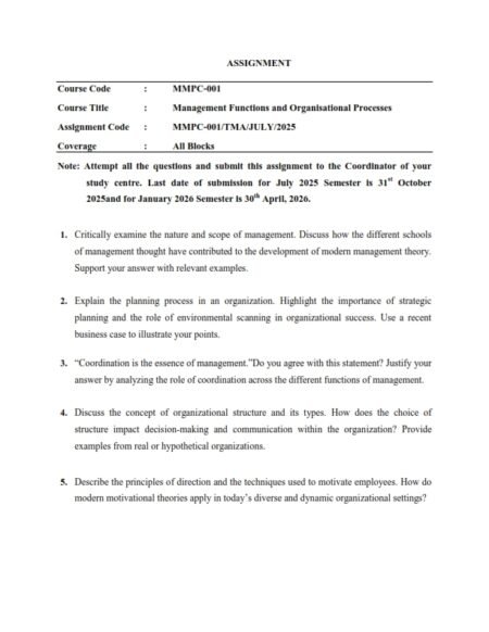 IGNOU MMPC-01 Solved Assignment 2025-26 English Medium