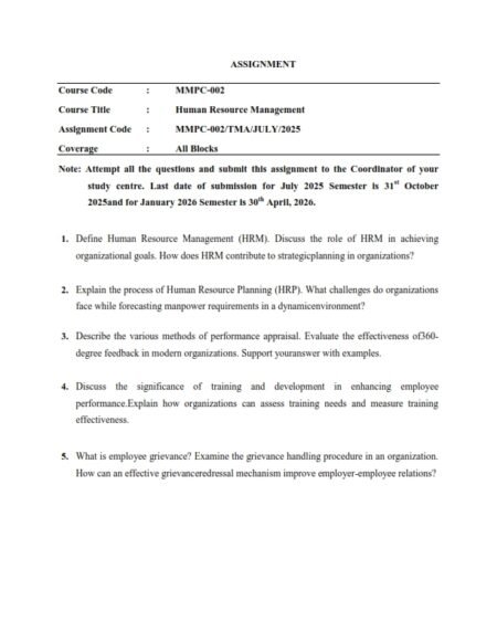 IGNOU MMPC-02 Solved Assignment 2025-26 English Medium