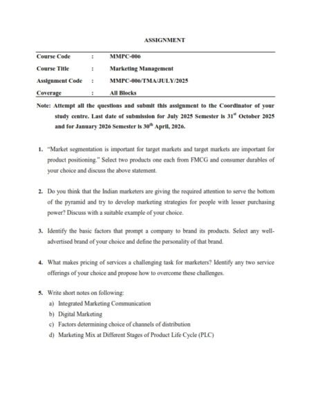 IGNOU MMPC-06 Solved Assignment 2025-26 English Medium