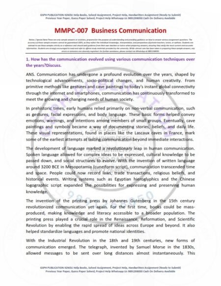 IGNOU MMPC-07 Solved Assignment 2025-26 English Medium