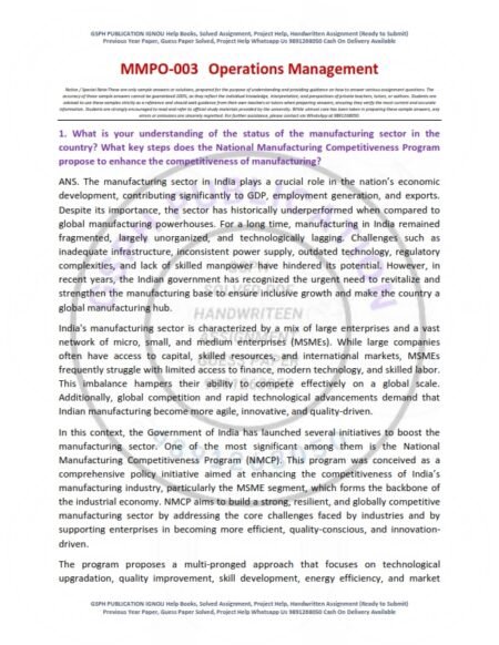 IGNOU MMPO-03 Solved Assignment 2025-26 English Medium