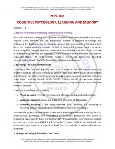 IGNOU MPC-01 Solved Assignment 2025-26 English Medium