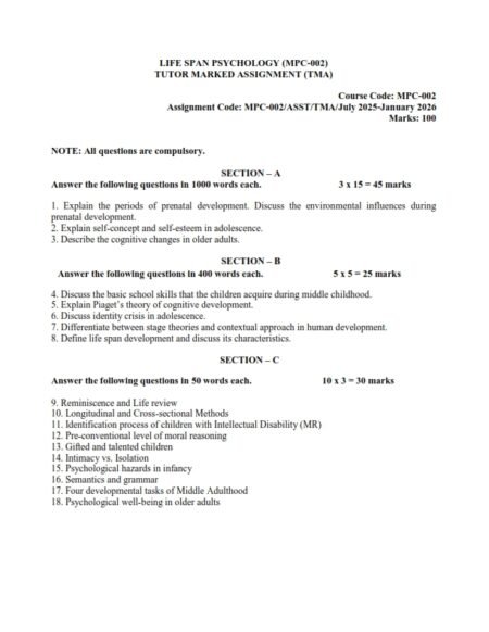 IGNOU MPC-02 Solved Assignment 2025-26 English Medium