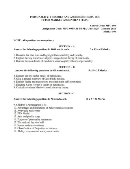 IGNOU MPC-03 Solved Assignment 2025-26 English Medium
