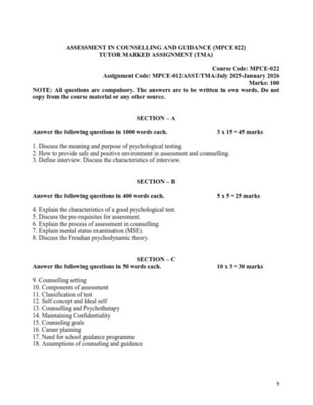 IGNOU MPCE-022 Solved Assignment 2025-26 English Medium