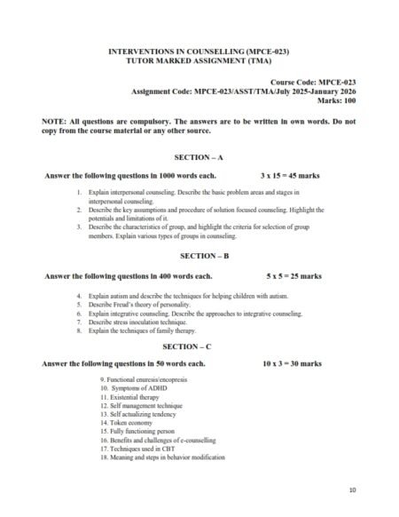 IGNOU MPCE-023 Solved Assignment 2025-26 English Medium